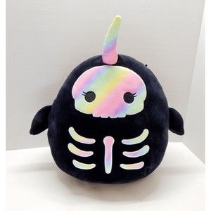 Squishmallow Bufinda Rainbow Narwhal Skeleton 12 Inch Halloween Plush